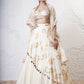 Layered Leaf Asymmetric Lehenga with Foil Choli and Foil Dupatta