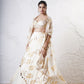 Layered Leaf Asymmetric Lehenga with Foil Choli and Foil Dupatta