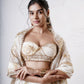 Layered Leaf Asymmetric Lehenga with Foil Choli and Foil Dupatta