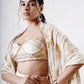 Layered Leaf Asymmetric Lehenga with Foil Choli and Foil Dupatta