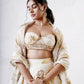 Layered Leaf Asymmetric Lehenga with Foil Choli and Foil Dupatta