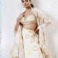 Layered Leaf Asymmetric Lehenga with Foil Choli and Foil Dupatta