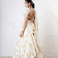 Layered Leaf Asymmetric Lehenga with Foil Choli and Foil Dupatta