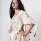 Foil Draped Saree with Ruched Blouse