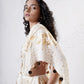 Foil Draped Saree with Ruched Blouse