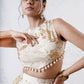 Tiered Wave Lehenga with Incut Blouse and Foil Dupatta