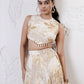 Tiered Wave Lehenga with Incut Blouse and Foil Dupatta