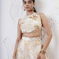 Tiered Wave Lehenga with Incut Blouse and Foil Dupatta