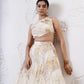 Tiered Wave Lehenga with Incut Blouse and Foil Dupatta