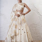 Tiered Wave Lehenga with Incut Blouse and Foil Dupatta