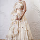 Tiered Wave Lehenga with Incut Blouse and Foil Dupatta