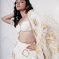 Embroidered Leaf Lehenga with Beaded Blouse and Foil Dupatta