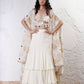 Layered Lehenga with Foil Ruvhed Bustier and Foil Cape