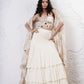 Layered Lehenga with Foil Ruvhed Bustier and Foil Cape