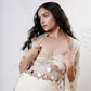 Layered Lehenga with Foil Ruvhed Bustier and Foil Cape