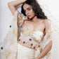 Layered Lehenga with Foil Ruvhed Bustier and Foil Cape