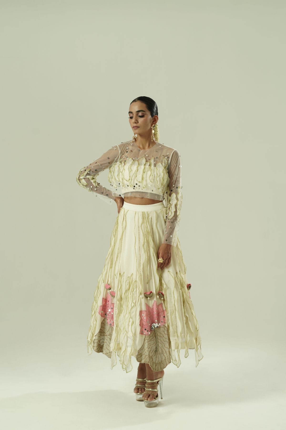 Leaflet Layered Skirt Set