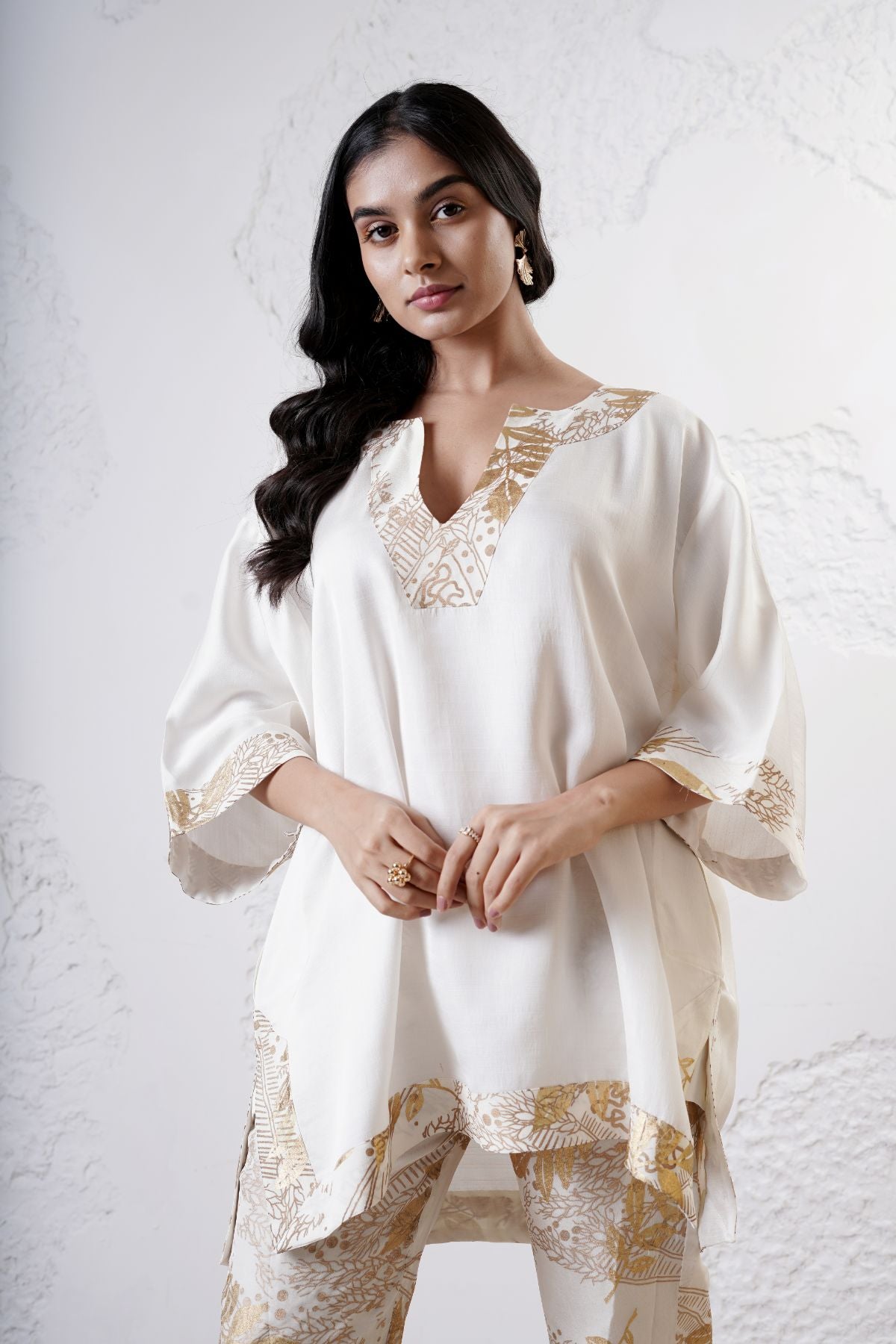 Kaftan Kurta with Foil Cropped Pants