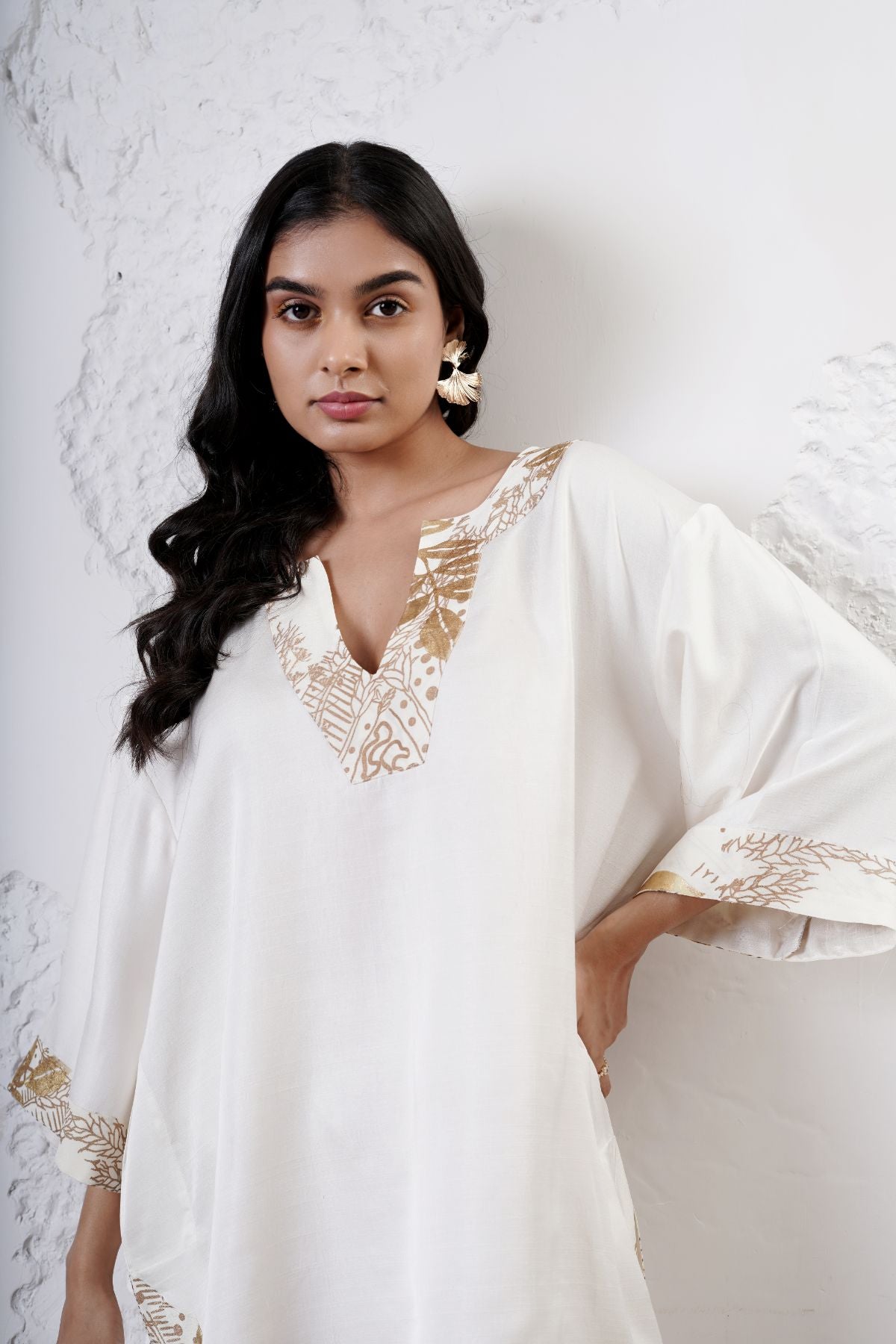 Kaftan Kurta with Foil Cropped Pants