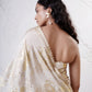 Foil Jaal Saree with Leaf Pleats Paired with a Ruched Bustier