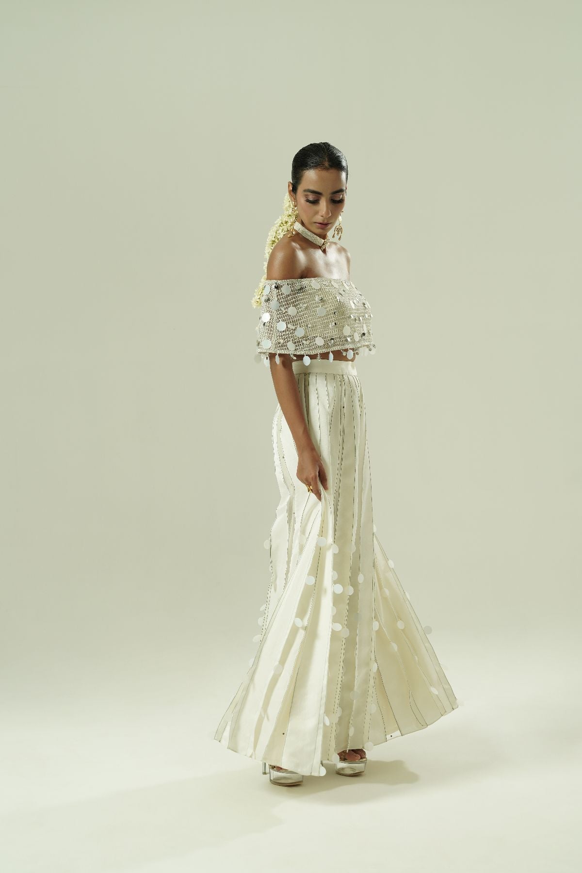 Sequin Drops Tuck Sharara Set
