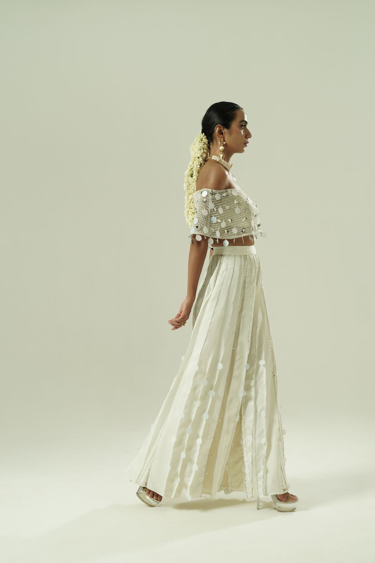 Sequin Drops Tuck Sharara Set