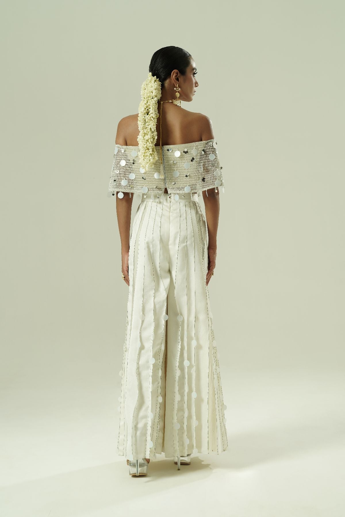 Sequin Drops Tuck Sharara Set
