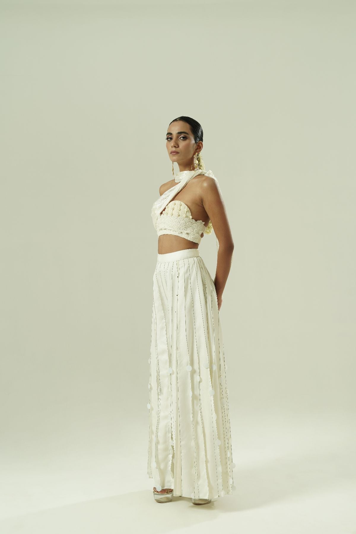 Sequin Drops Tuck Sharara Set