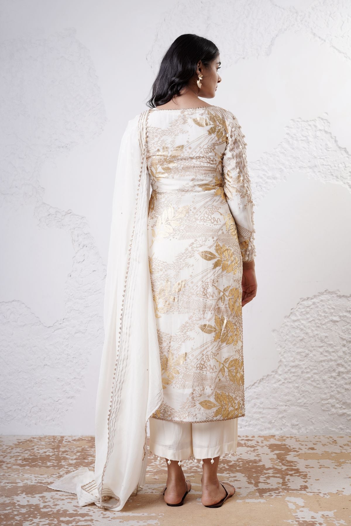 Foil Printed Kurta with Straight Pants and Dupatta