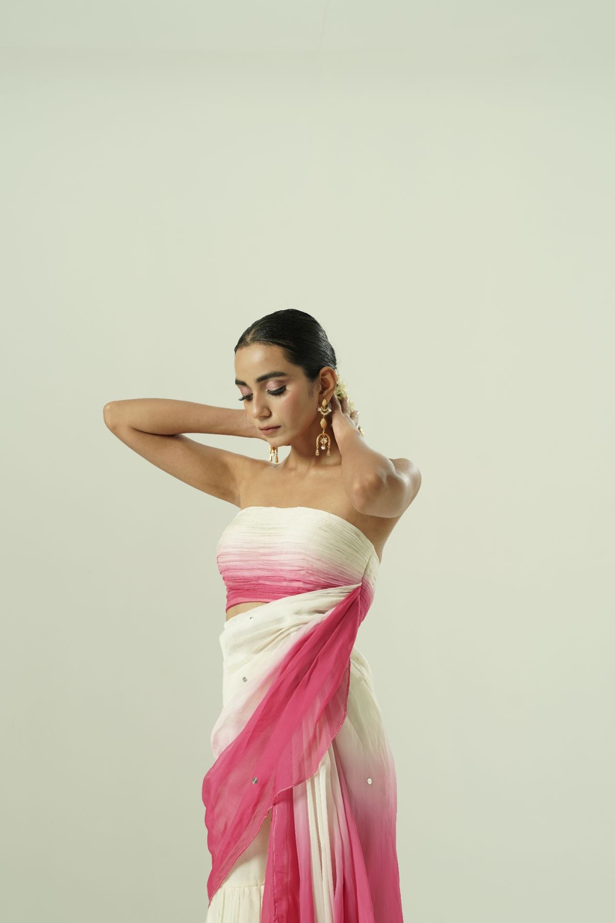 Ombre Draped Layered Sharara Set