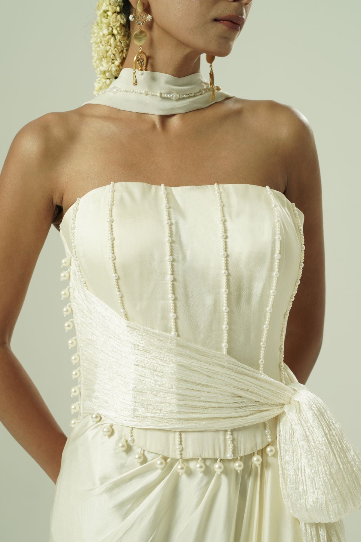 Beaded Draped Corset Set