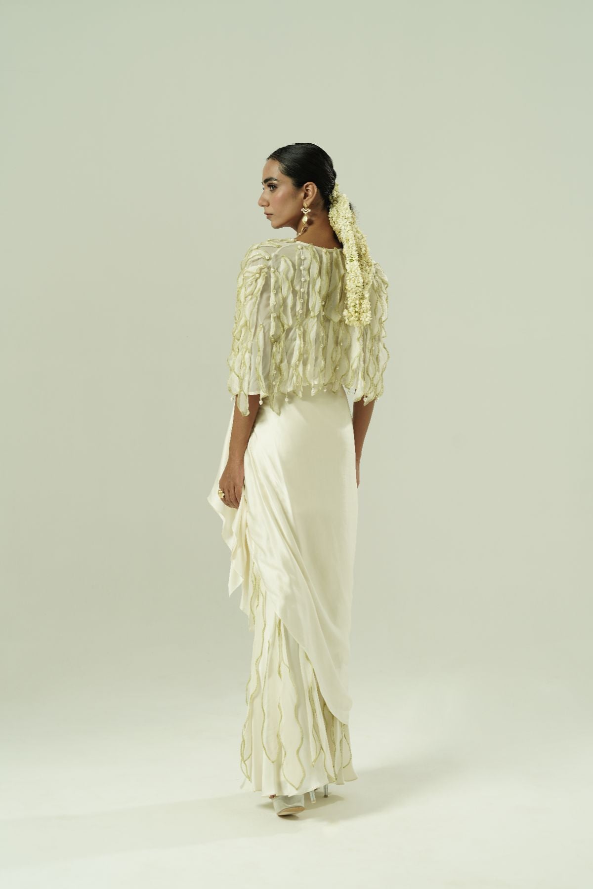 Leaflet Draped Sharara & Cape Set