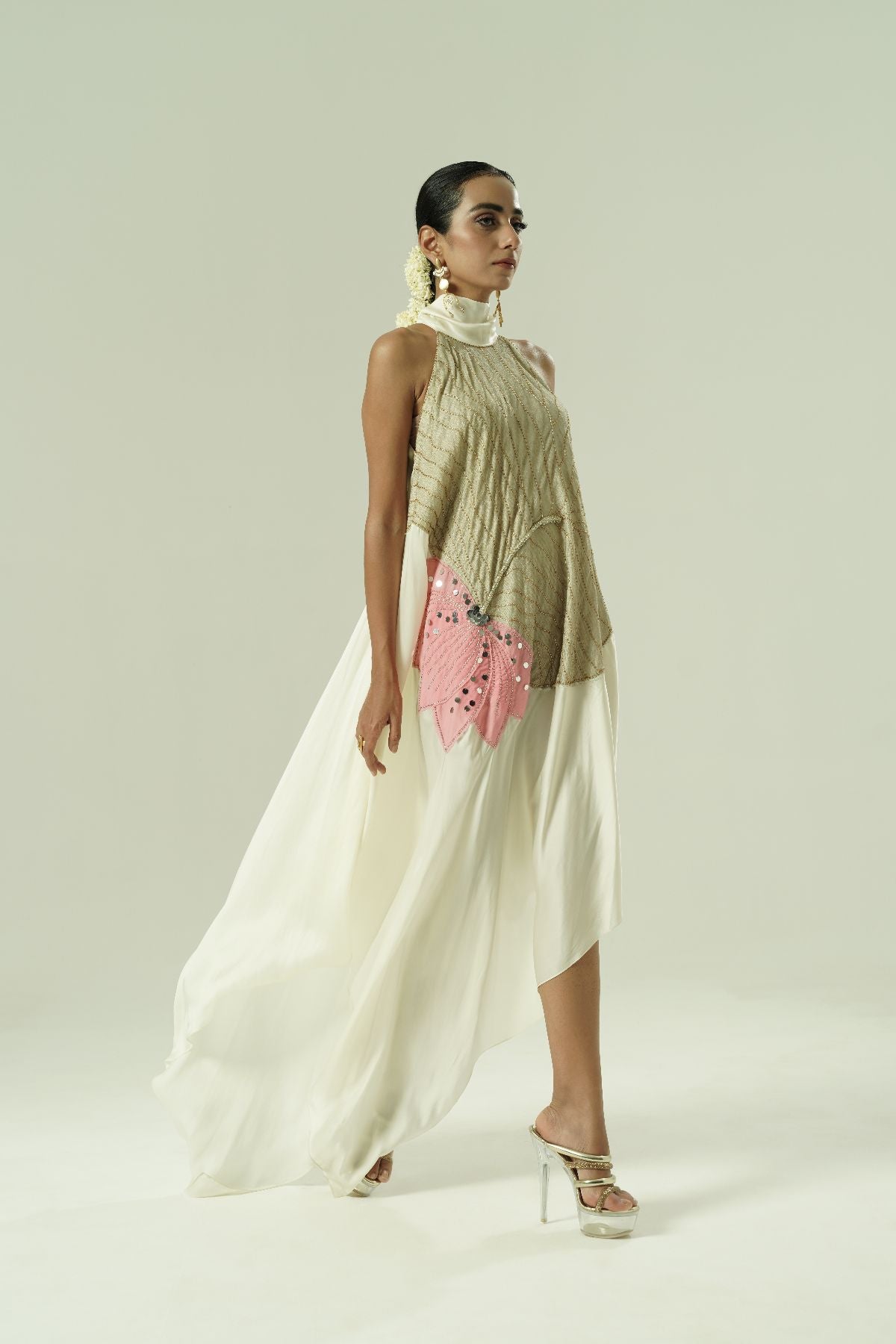 Lilly Asymmetric Halter Tie Dress
