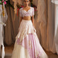 Layered Floret Scarf Lehenga With Embroidered Blouse And Dupatta