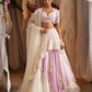 Layered Floret Scarf Lehenga With Embroidered Blouse And Dupatta