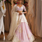 Layered Floret Scarf Lehenga With Embroidered Blouse And Dupatta