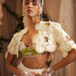 Scalloped Scarf Tier Lehenga With Draped Bustier And Floret Cutwork Cape