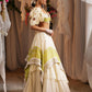 Scalloped Scarf Tier Lehenga With Draped Bustier And Floret Cutwork Cape