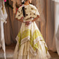 Scalloped Scarf Tier Lehenga With Draped Bustier And Floret Cutwork Cape