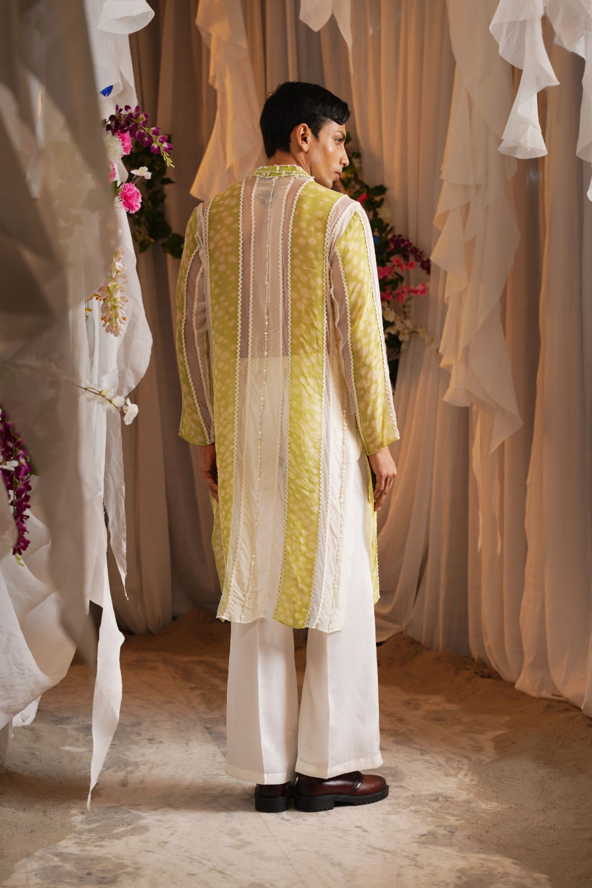 Beaded Panel Kurta With Straight Pants