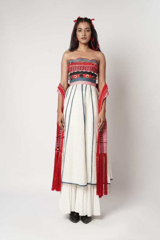 Mulli Paneled Scarf Corseted Kalidar Set