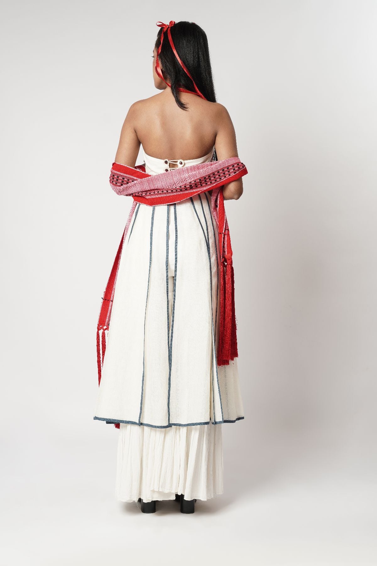 Mulli Paneled Scarf Corseted Kalidar Set