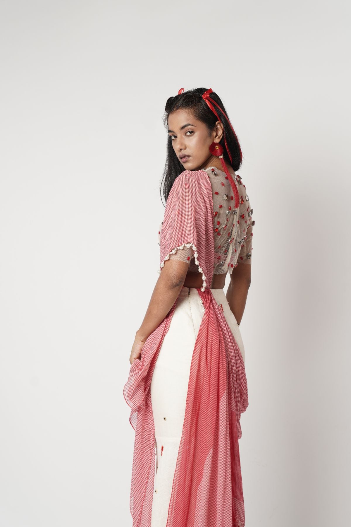 Gamcha Crystal Drape Saree