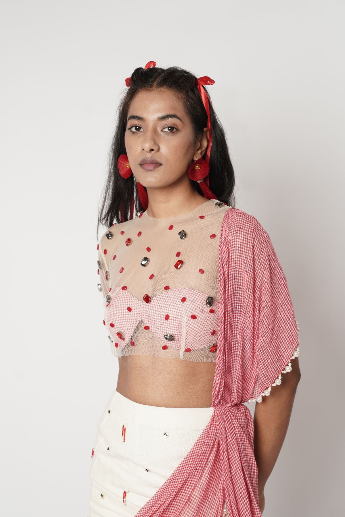 Gamcha Crystal Drape Saree