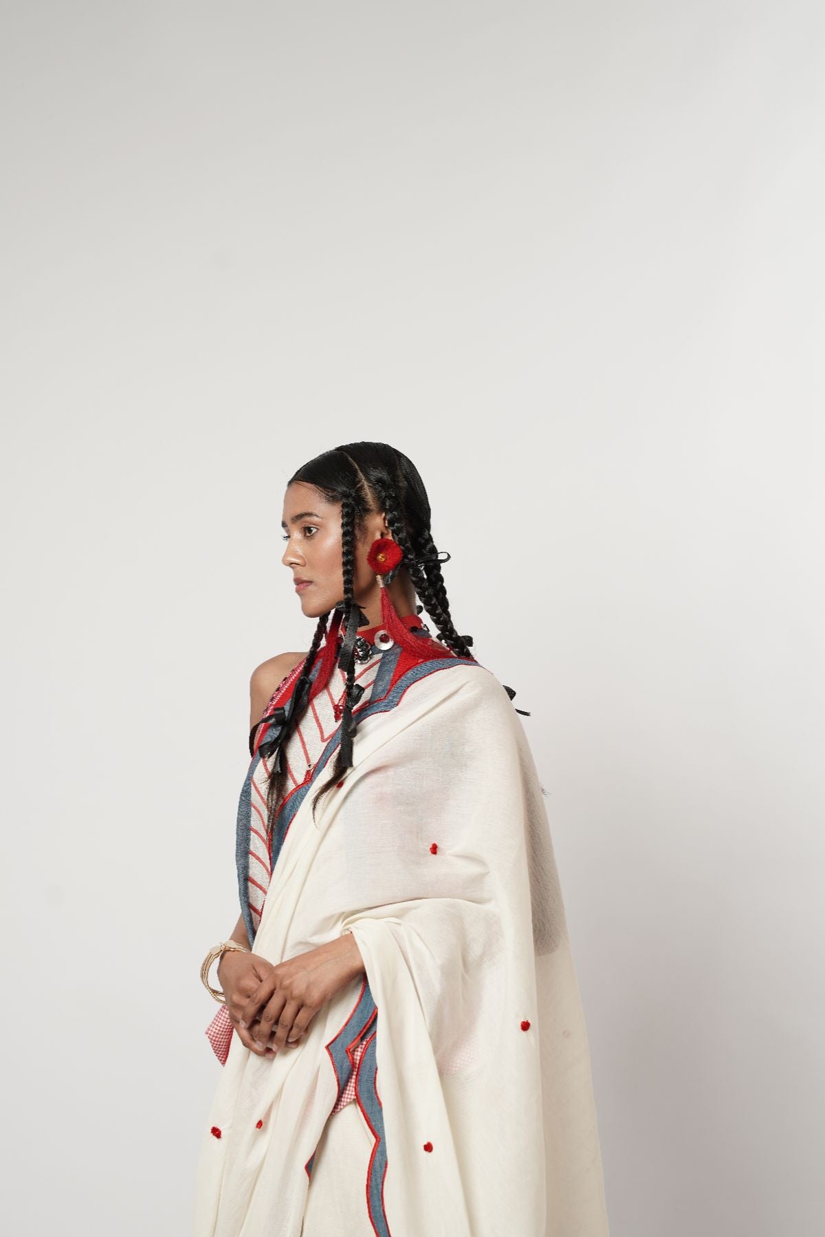 Cerulean Scalloped Dhoti Saree