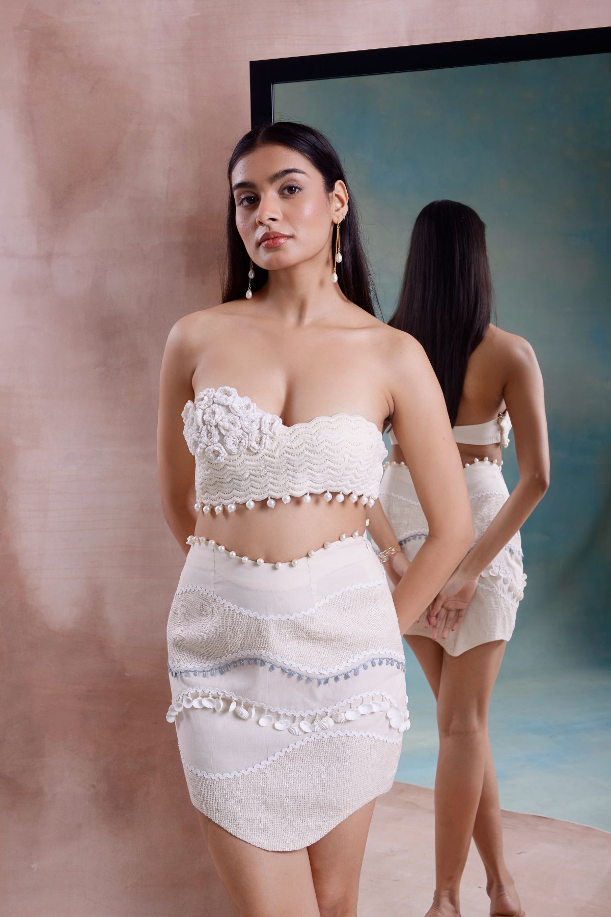 Wave Mini Skirt with Floret Bustier