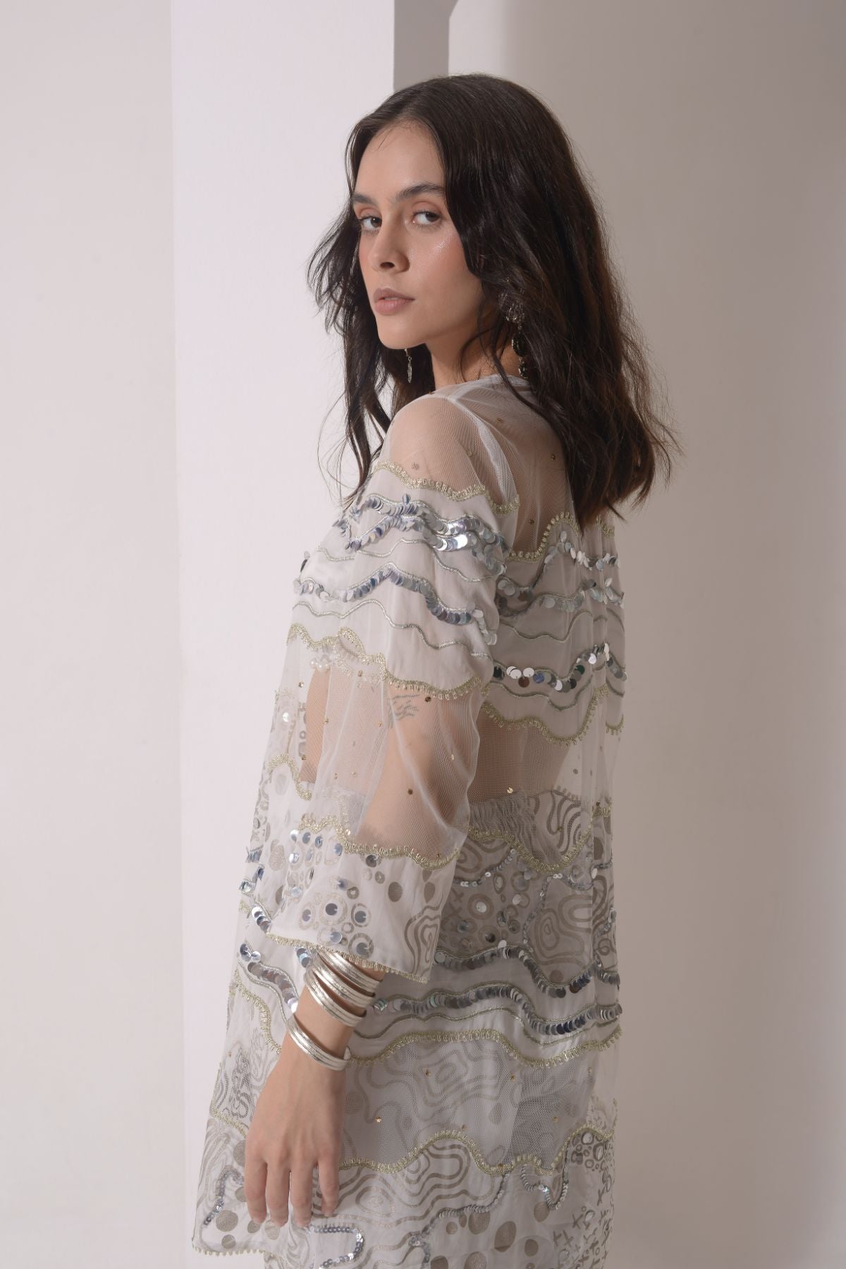 Patchwork short kurta with cropped pants