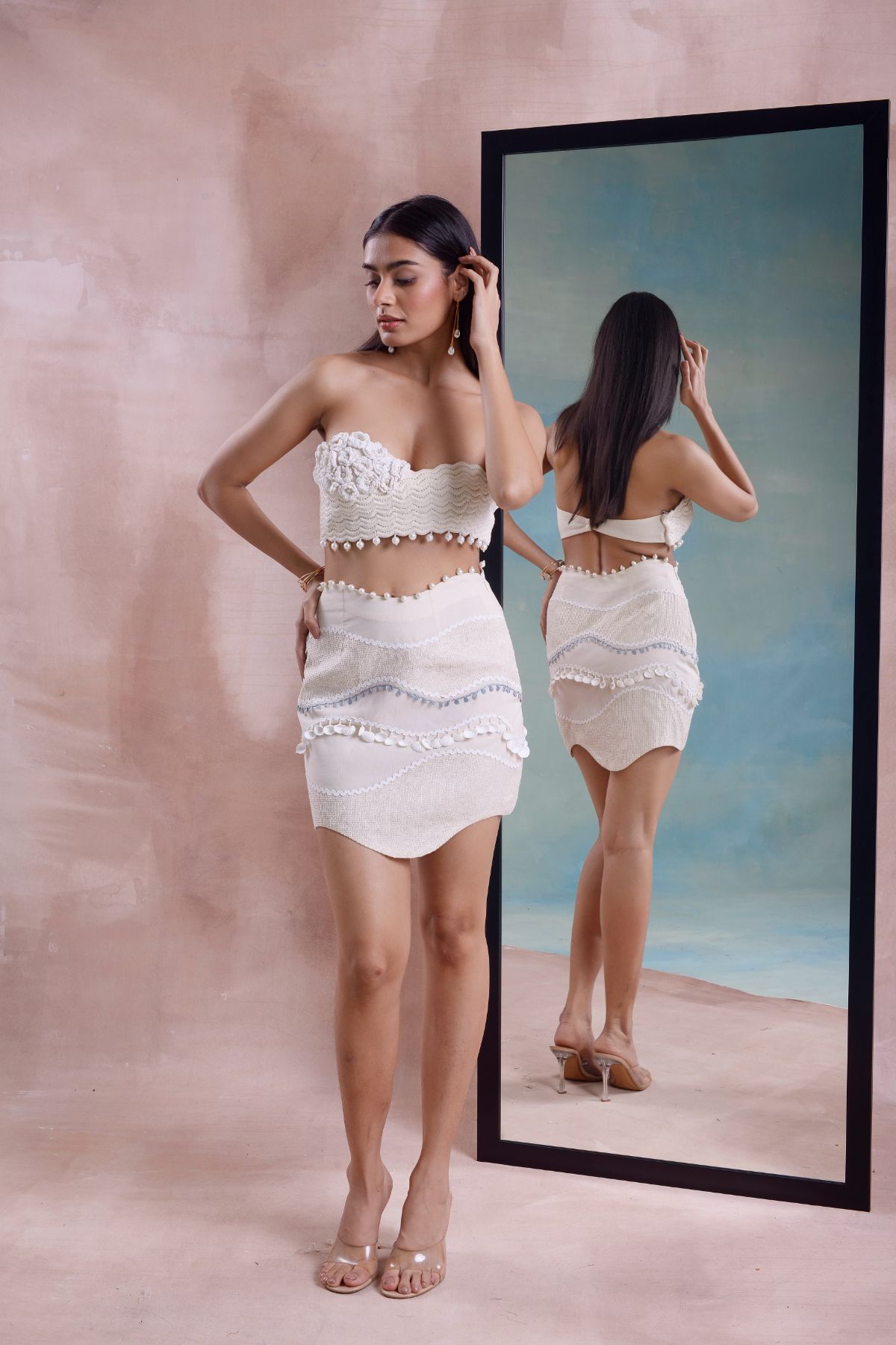 Wave Mini Skirt with Floret Bustier