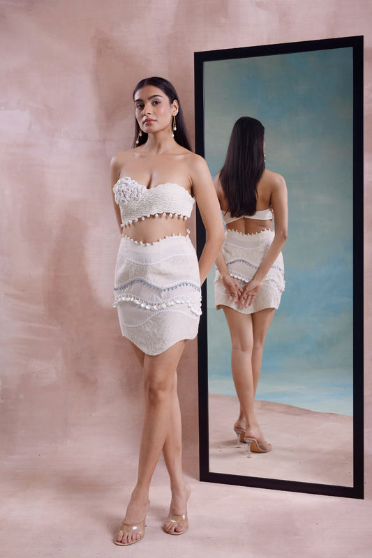 Wave Mini Skirt with Floret Bustier