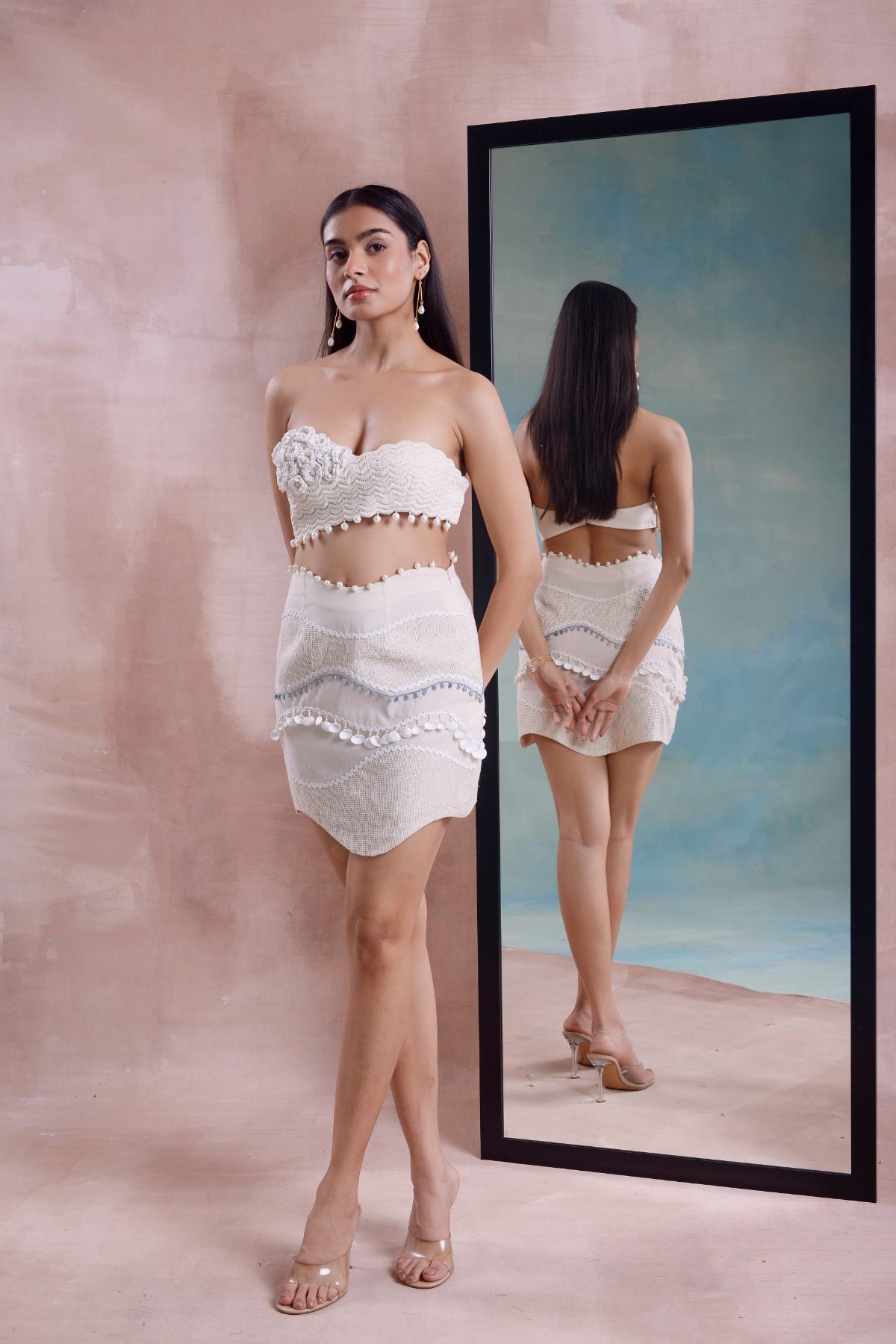 Wave Mini Skirt with Floret Bustier